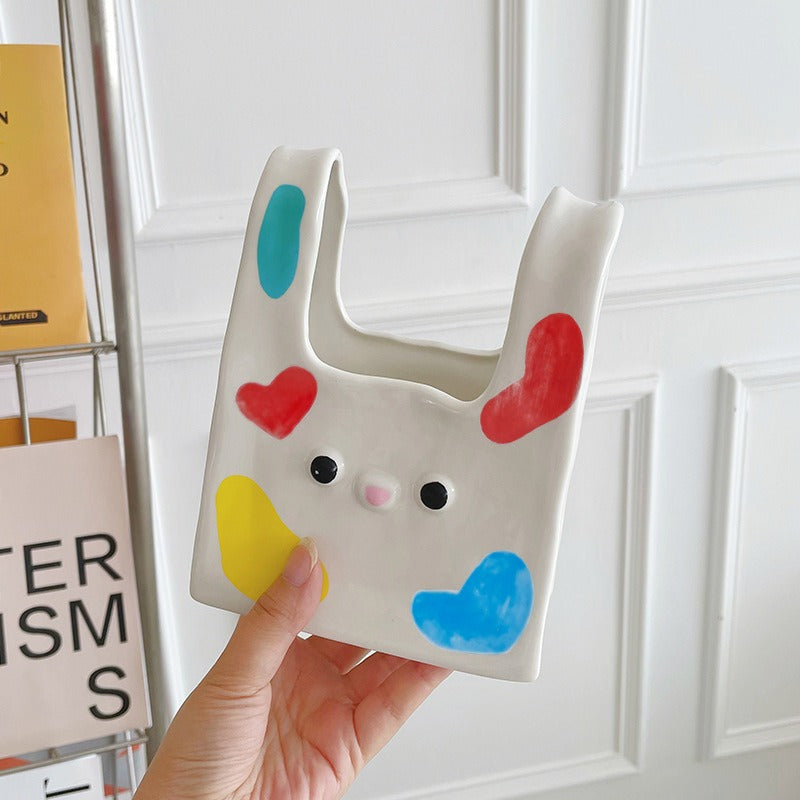 Bunny Ceramic Vase for Playful Floral Home Decor Accent