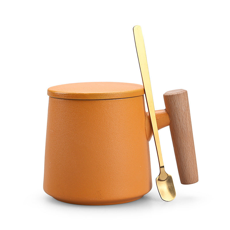 Personalized Ceramic Coffee Mug with Lid and Spoon Gift