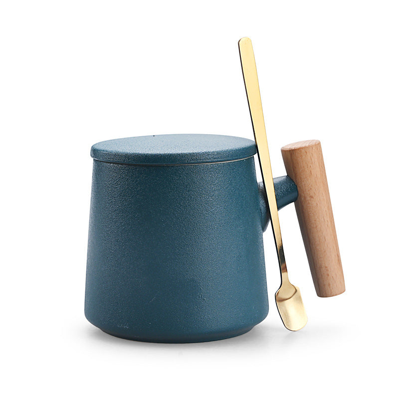 Personalized Ceramic Coffee Mug with Lid and Spoon Gift