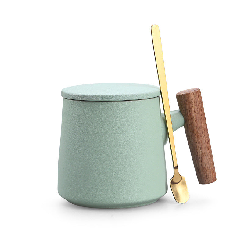 Personalized Ceramic Coffee Mug with Lid and Spoon Gift