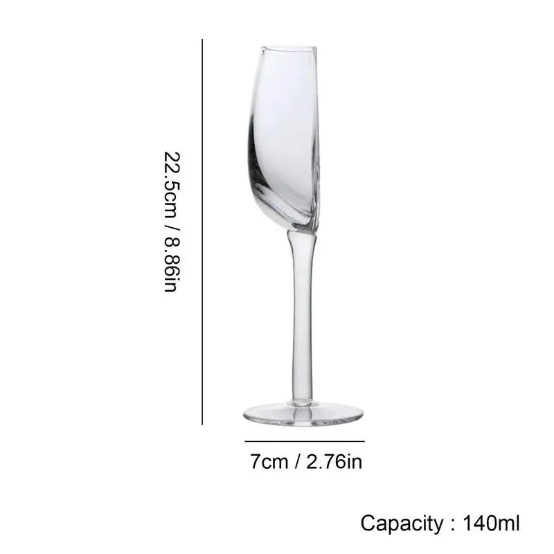Angled Rim Long Stem Wine Glasses for Dinner Parties