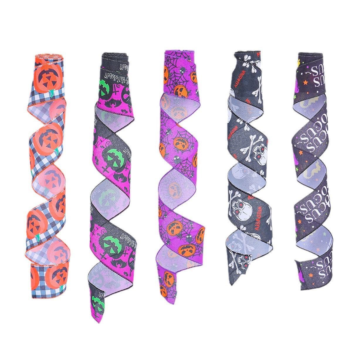 Halloween Ribbon: 5m Woven Checkered Pumpkin Decor