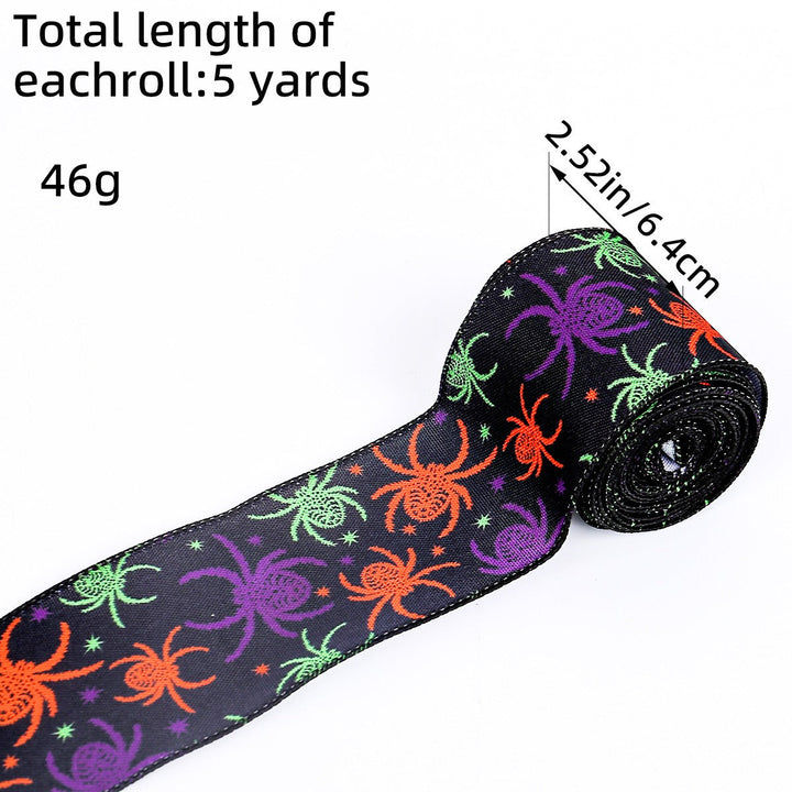 Halloween Spider Print Ribbon for Festive DIY Decor