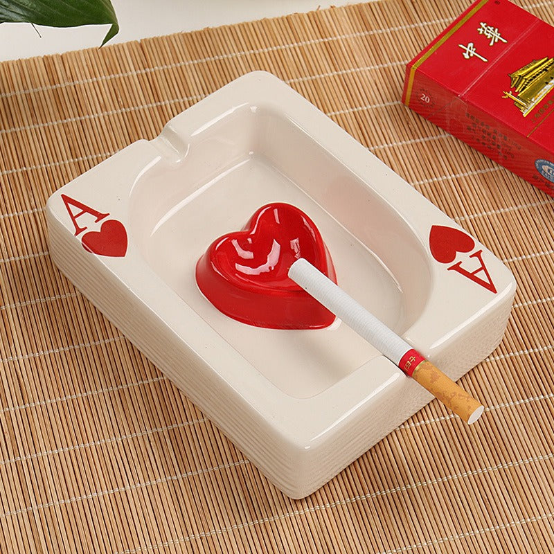 Poker Ceramic Ashtray for Stylish Tabletop Display