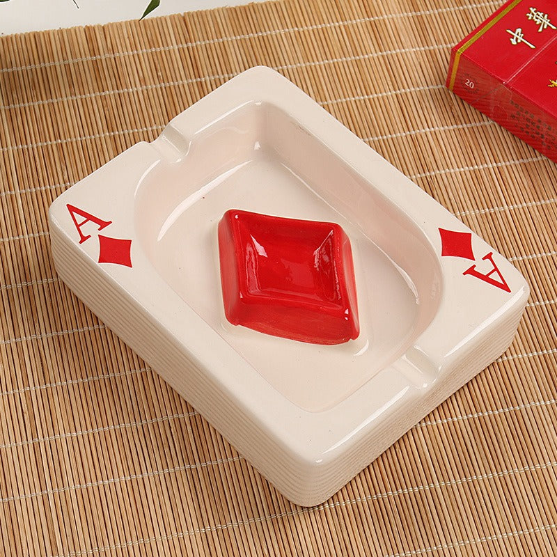 Poker Ceramic Ashtray for Stylish Tabletop Display