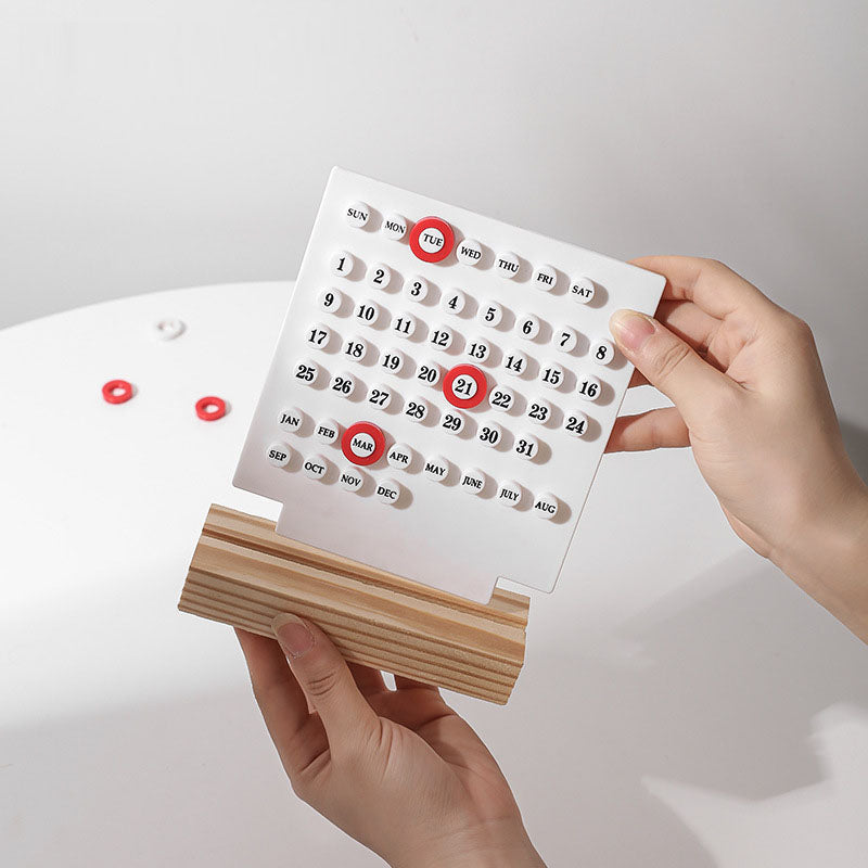 Perpetual Desk Calendar – Minimalist Wooden Desk Decor
