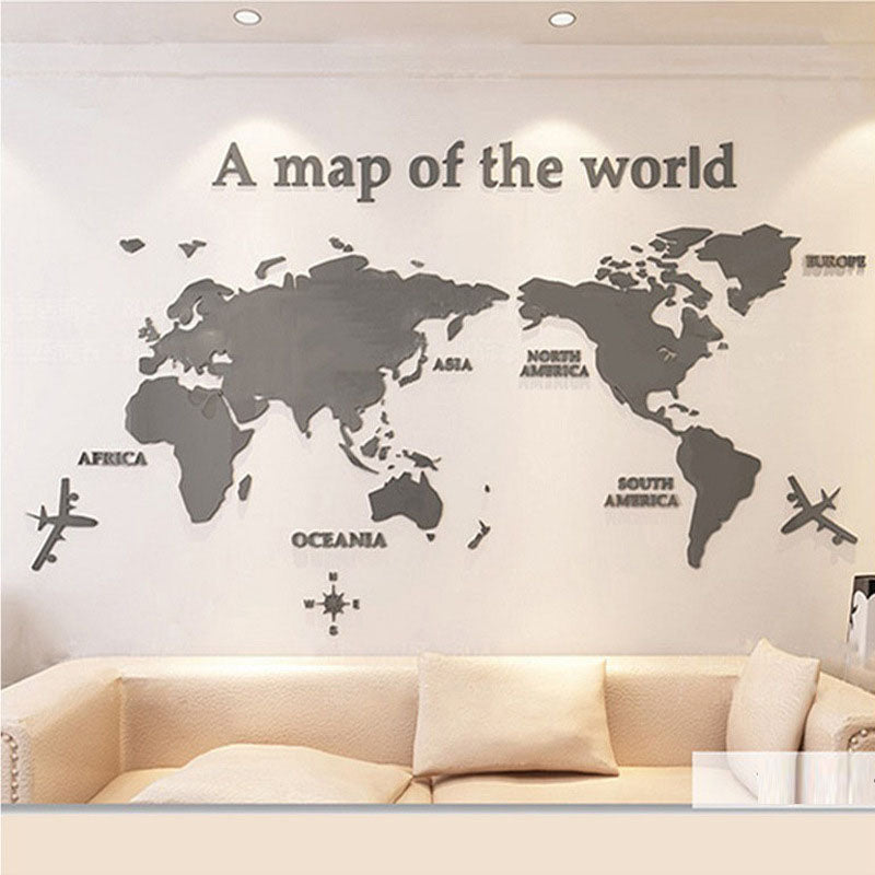 3D World Map Wall Art for Modern Living Room Decor