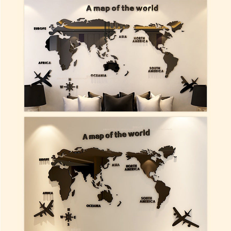 3D World Map Wall Art for Modern Living Room Decor