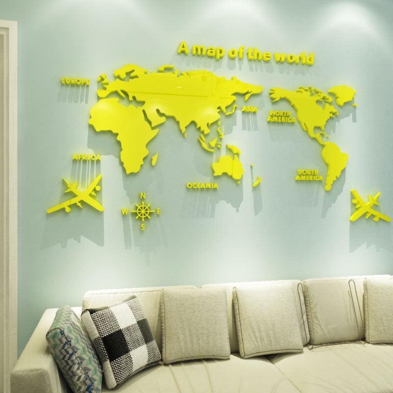 3D World Map Wall Art for Modern Living Room Decor