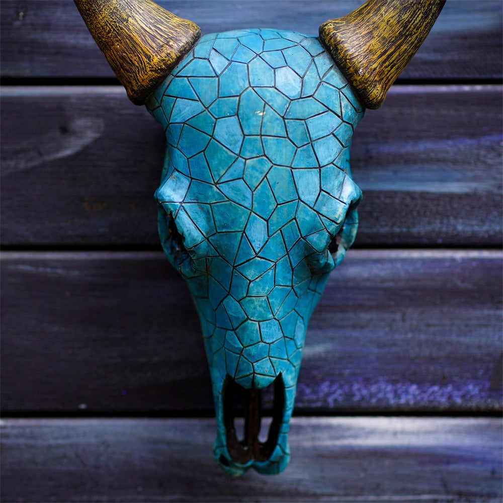 Bull Skull Wall Decor - Turquoise Western Statement
