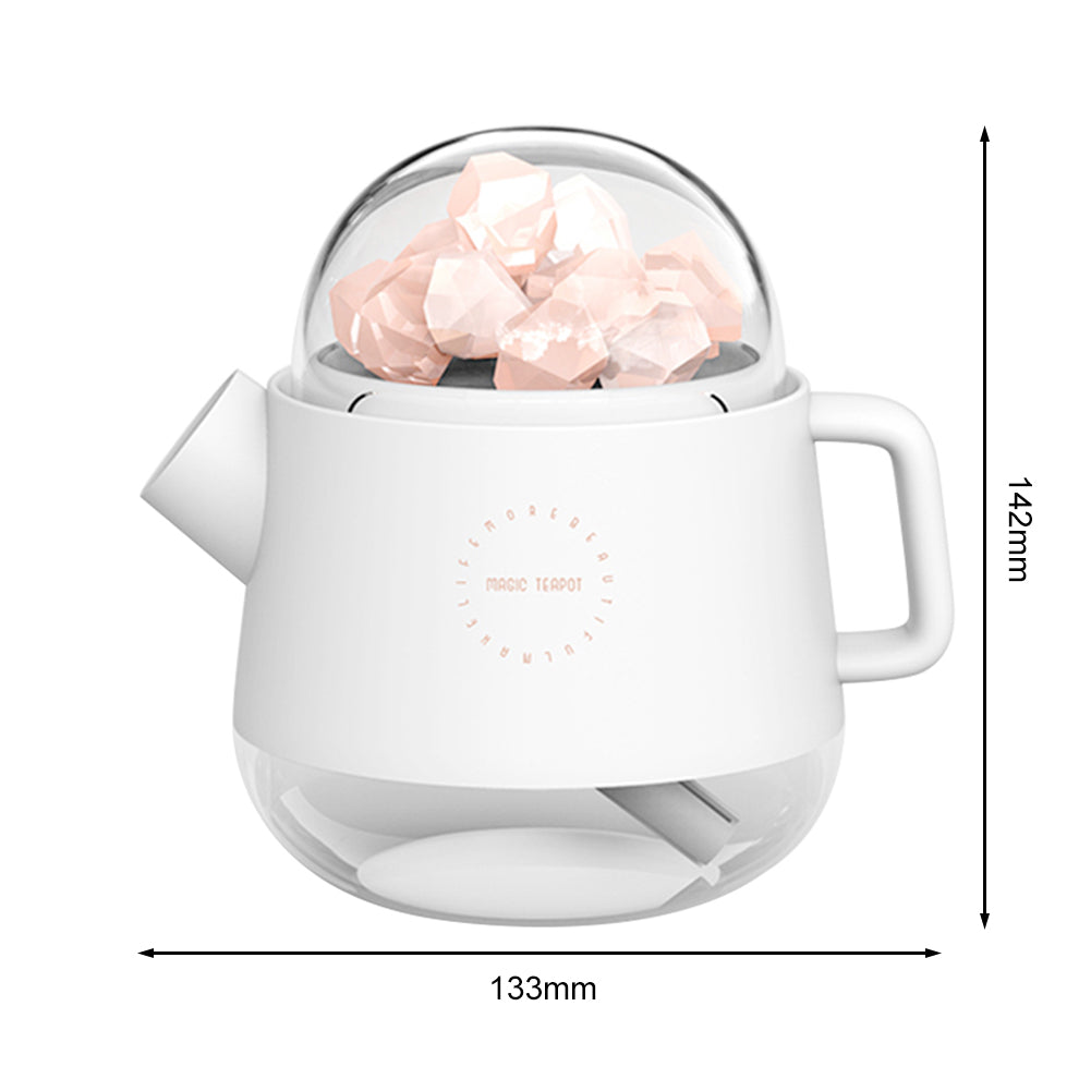 Teapot Humidifier with Salt Stone Glow for Bedroom