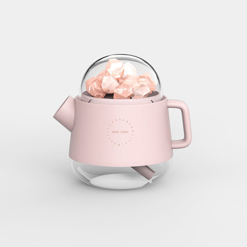 Teapot Humidifier with Salt Stone Glow for Bedroom