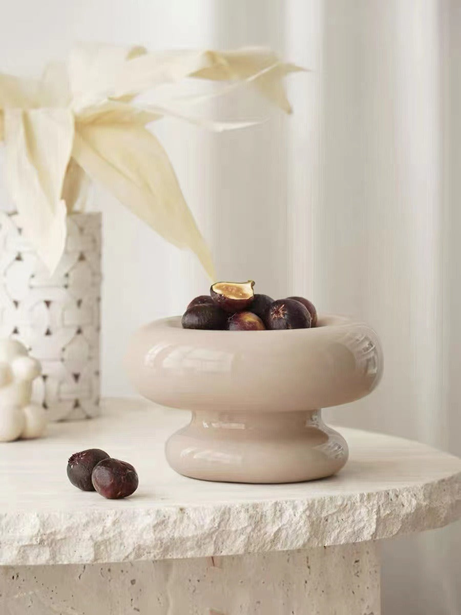Ceramic Fruit Tray for Coffee Table, Glossy Centerpiece