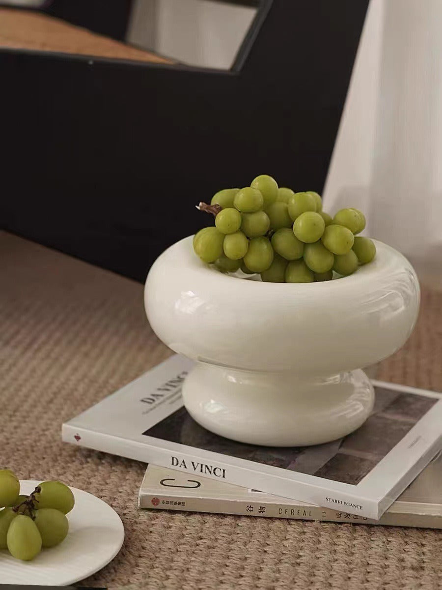 Ceramic Fruit Tray for Coffee Table, Glossy Centerpiece