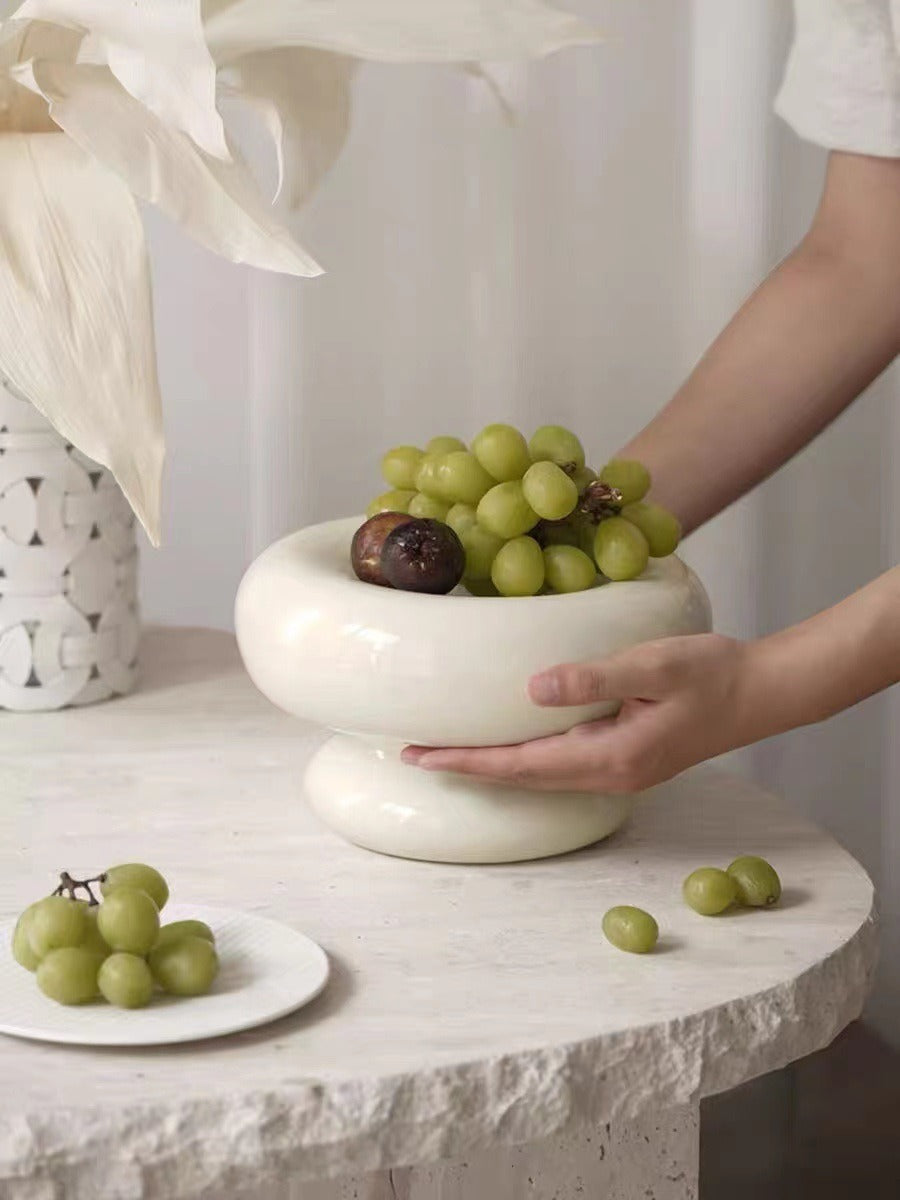 Ceramic Fruit Tray for Coffee Table, Glossy Centerpiece