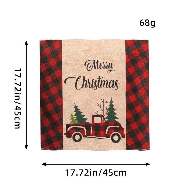 Christmas Linen Chair Cover, Farmhouse Table Decor