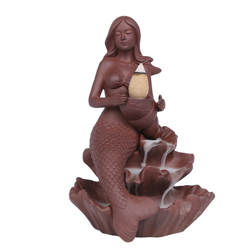 Mermaid Waterfall Incense Burner for Relaxing Decor