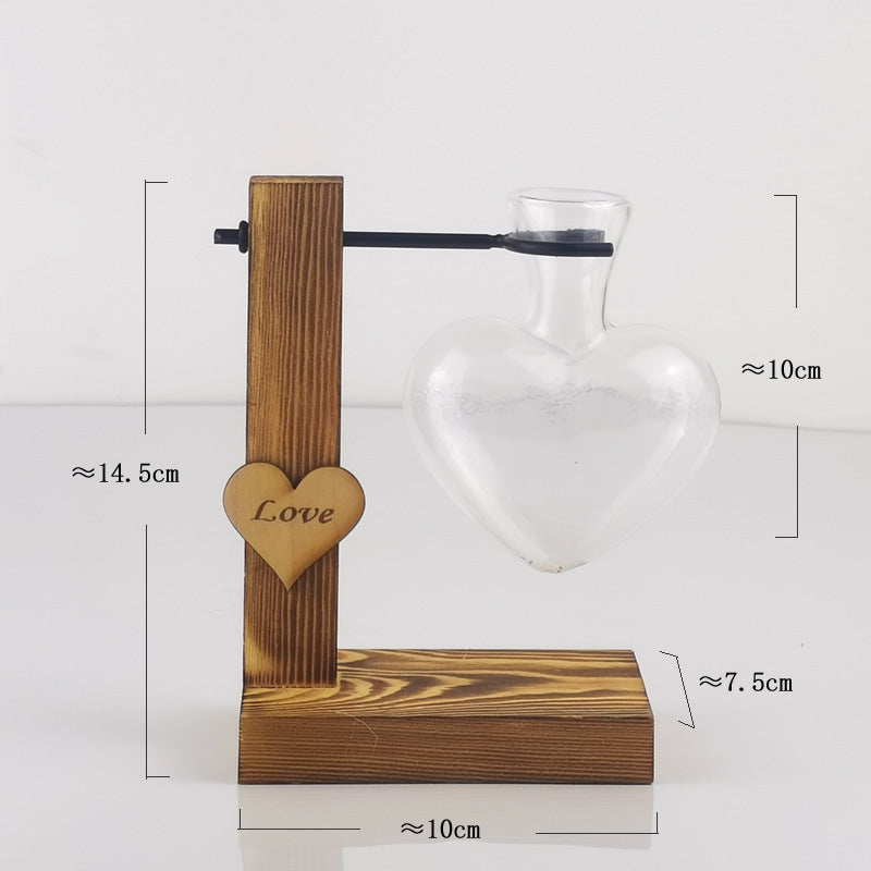 Heart-Shaped Hydroponic Vase for Romantic Tabletop Decor