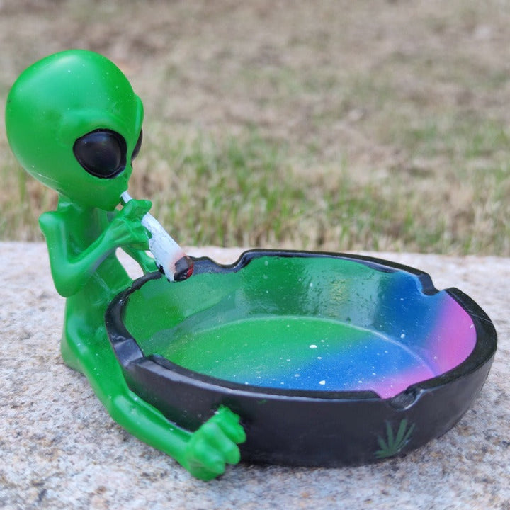 Alien Astronaut Ashtray with Iridescent Galaxy Bowl