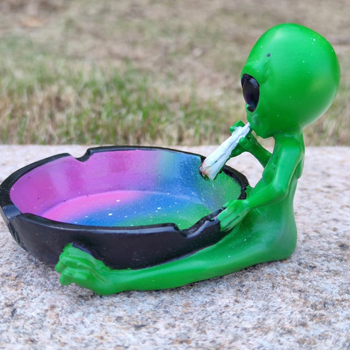 Alien Astronaut Ashtray with Iridescent Galaxy Bowl