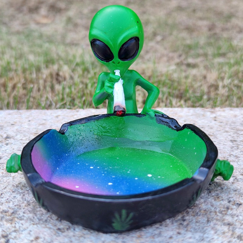 Alien Astronaut Ashtray with Iridescent Galaxy Bowl