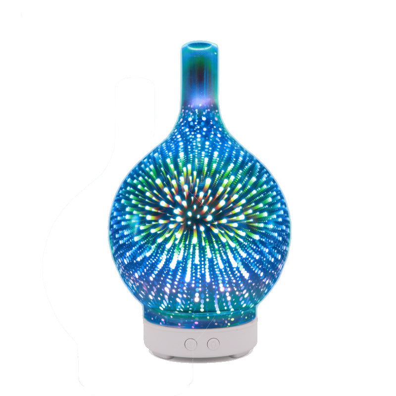 Essential Oil Diffuser: 3D Fireworks Glass LED Light
