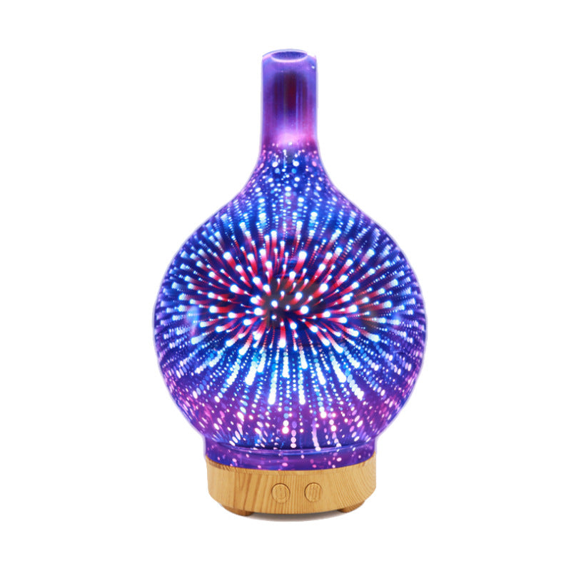 Essential Oil Diffuser: 3D Fireworks Glass LED Light