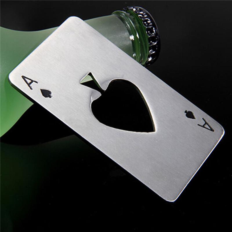 Stainless Steel Credit Card Bottle Opener, Poker Ace