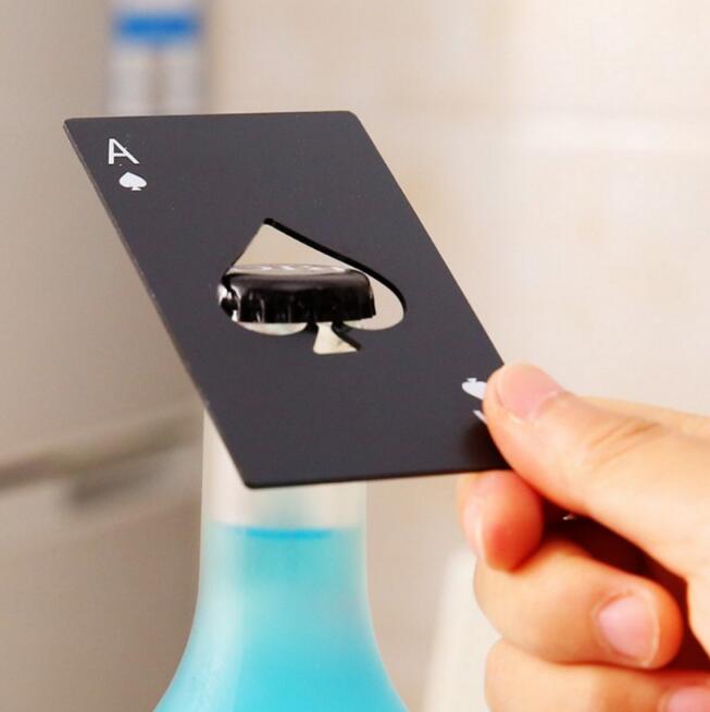 Stainless Steel Credit Card Bottle Opener, Poker Ace