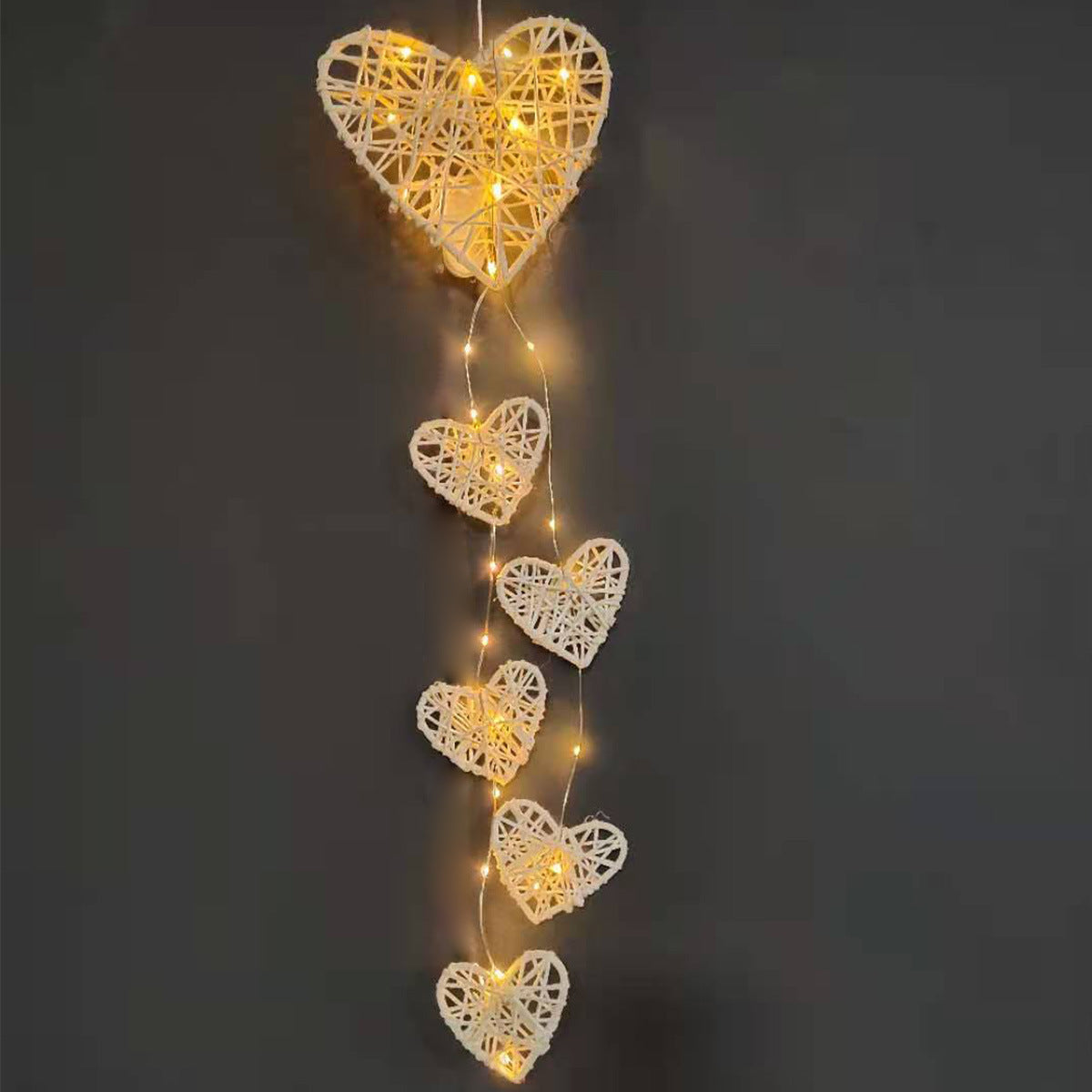 Rattan Heart String Lights for Cozy Romantic Room Decor