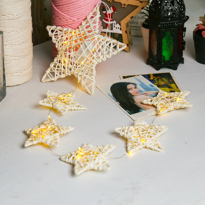 Rattan Heart String Lights for Cozy Romantic Room Decor