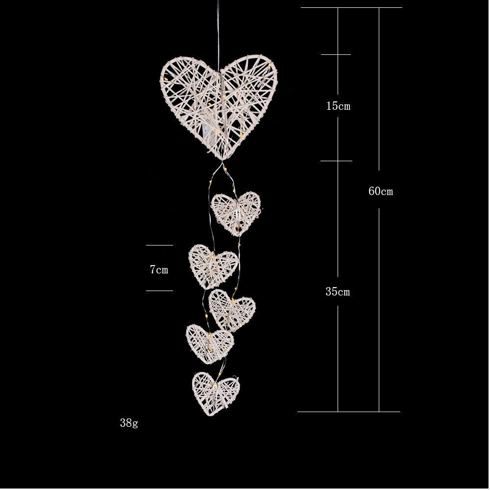 Rattan Heart String Lights for Cozy Romantic Room Decor
