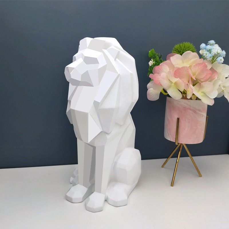 Geometric Lion Sculpture for Modern Statement Decor