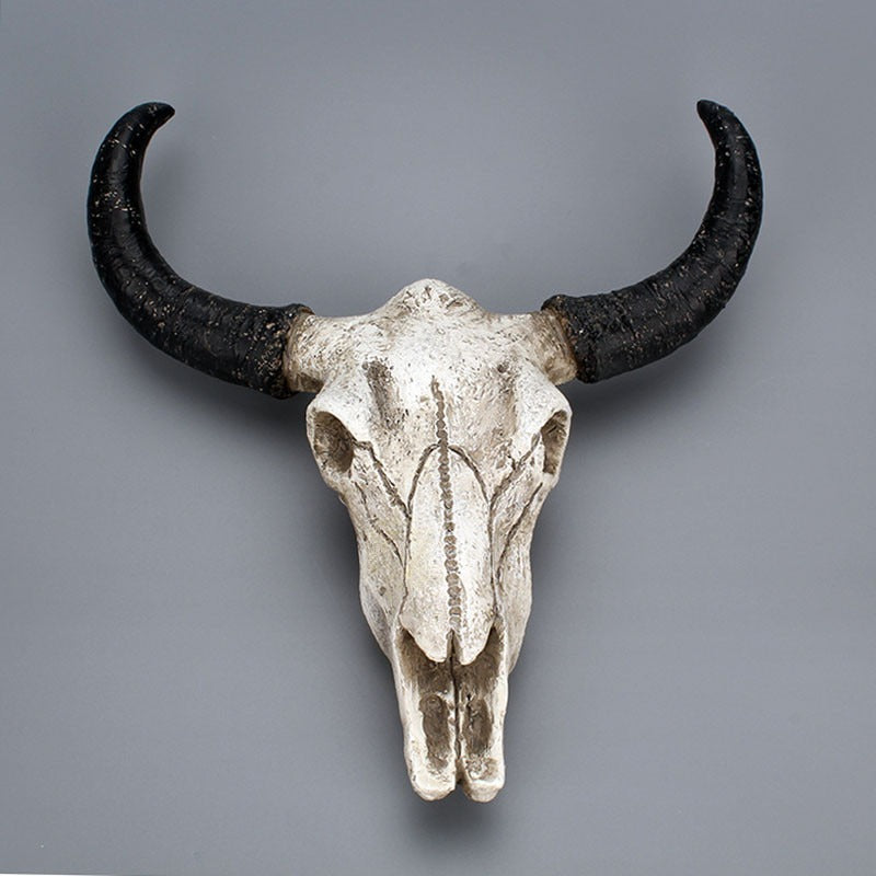Resin Cow Skull Wall Decor With Aged Western Drama