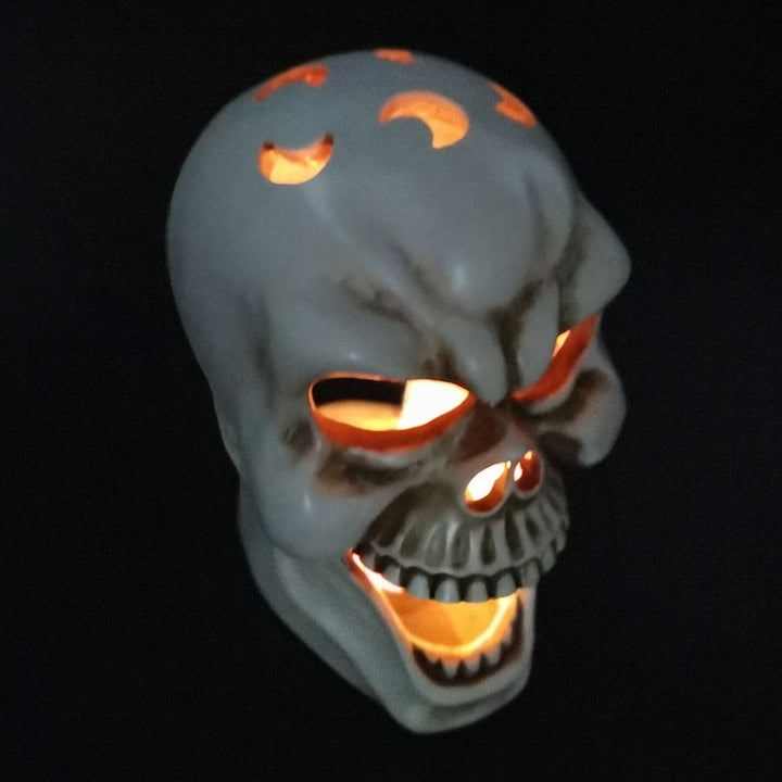 Large Mouth Skull Candle Holder for Gothic Halloween Glow