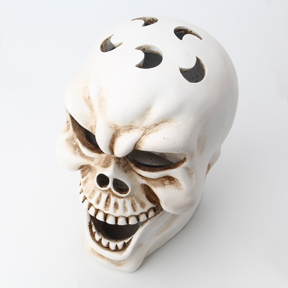 Large Mouth Skull Candle Holder for Gothic Halloween Glow