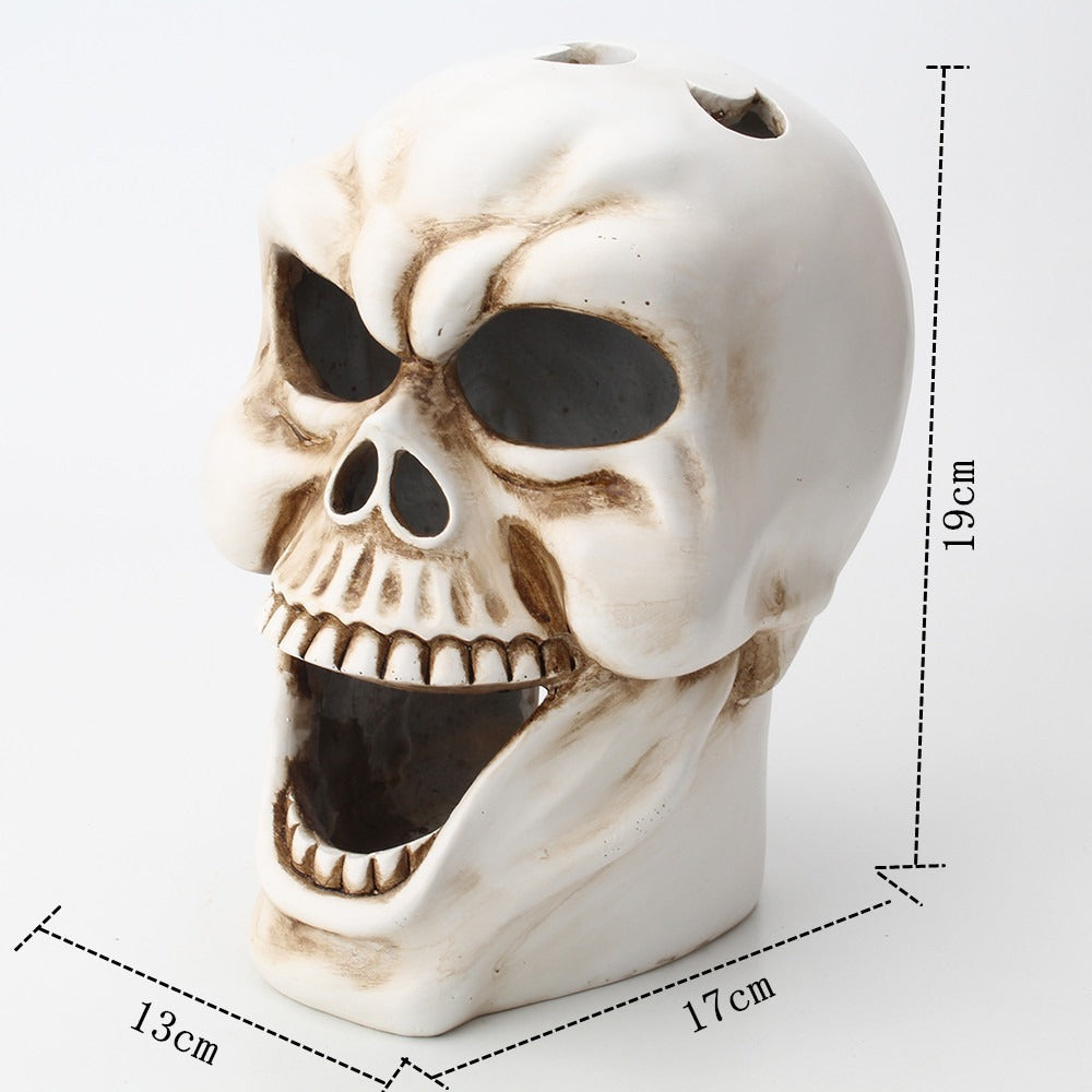 Large Mouth Skull Candle Holder for Gothic Halloween Glow