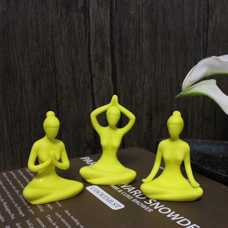 Yoga Figurine Set for Cheerful Wellness Home Decor