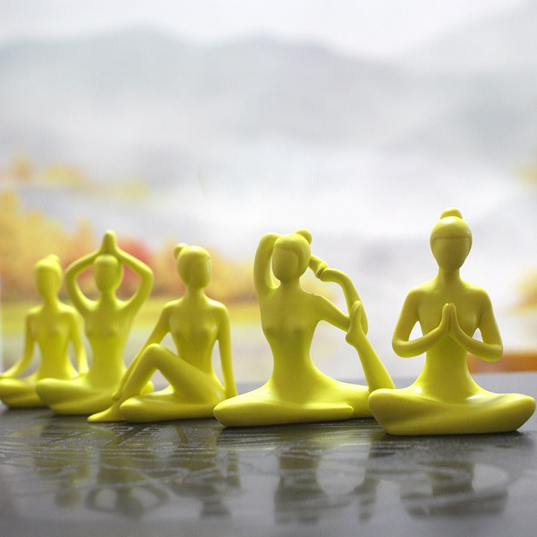 Yoga Figurine Set for Cheerful Wellness Home Decor