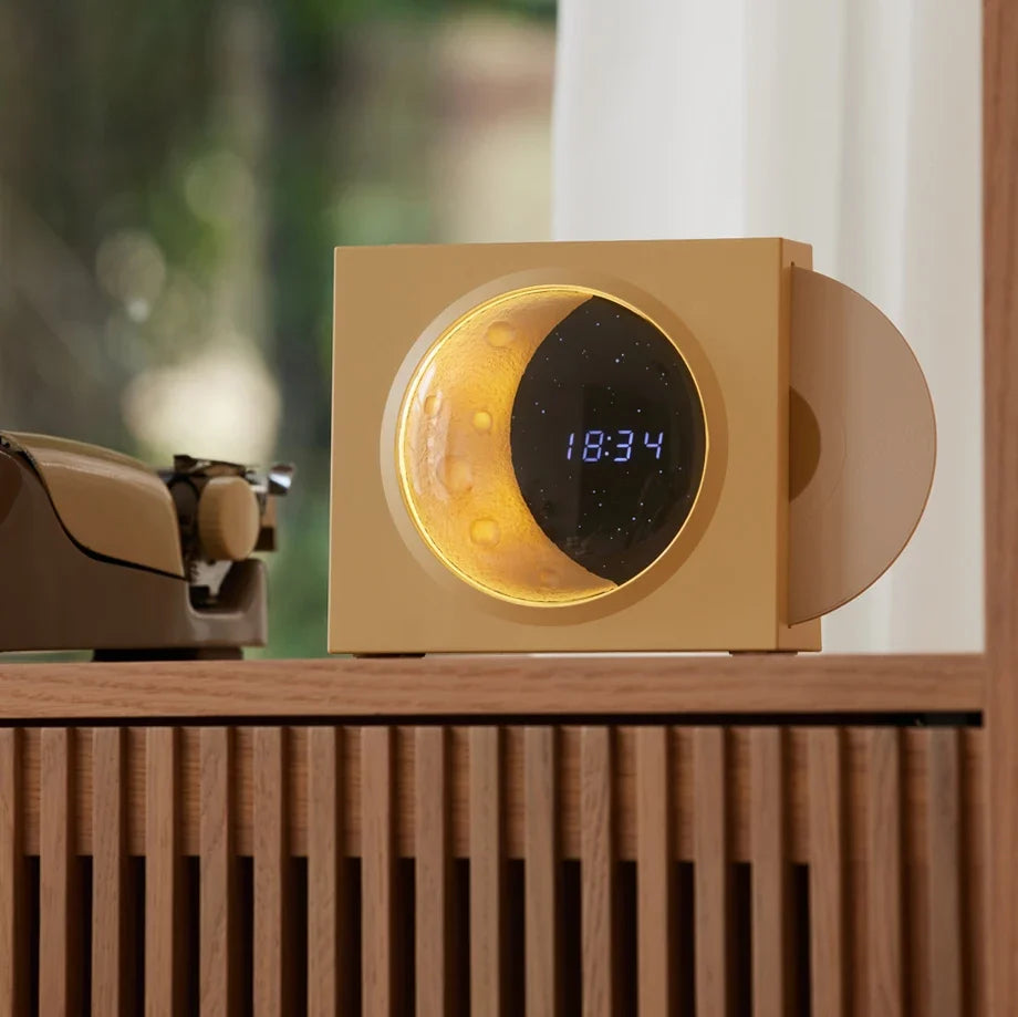 Retro Moon Bluetooth Speaker Clock and Night Light Lamp