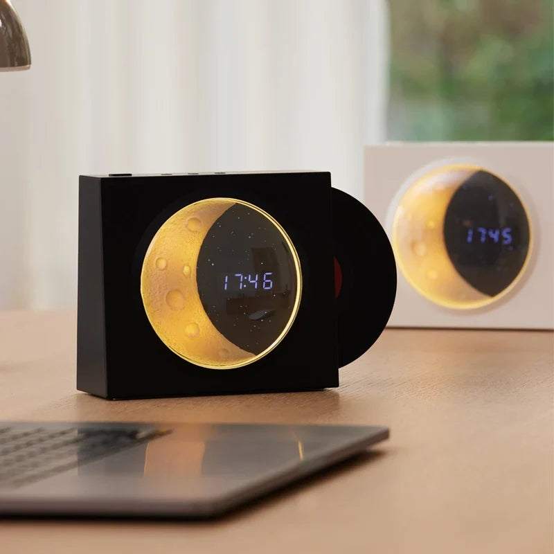 Retro Moon Bluetooth Speaker Clock and Night Light Lamp