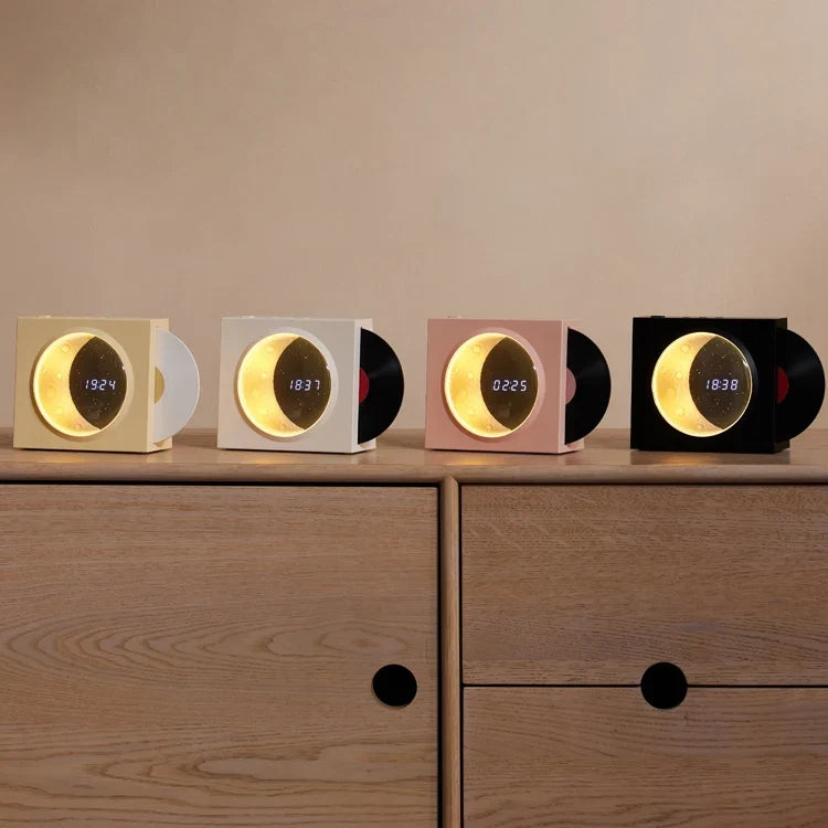 Retro Moon Bluetooth Speaker Clock and Night Light Lamp
