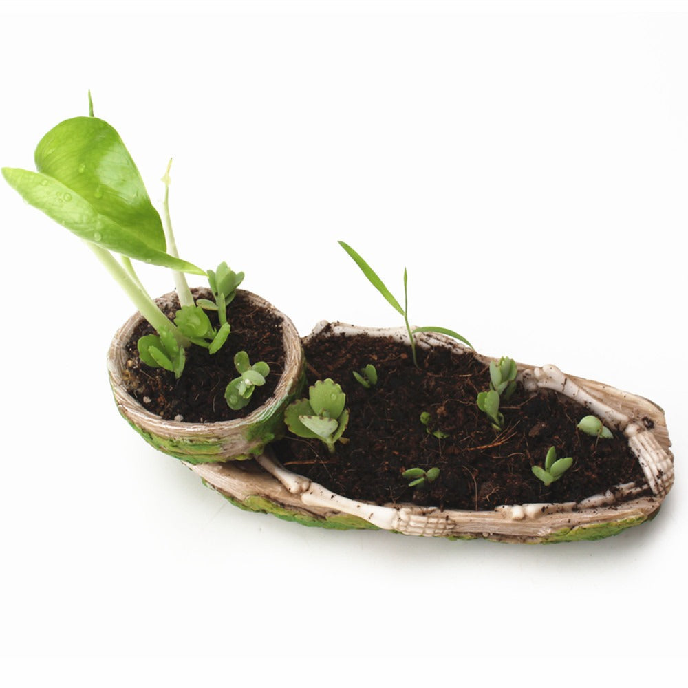 Bone Boat Planter for Playful Sculptural Tabletop Decor