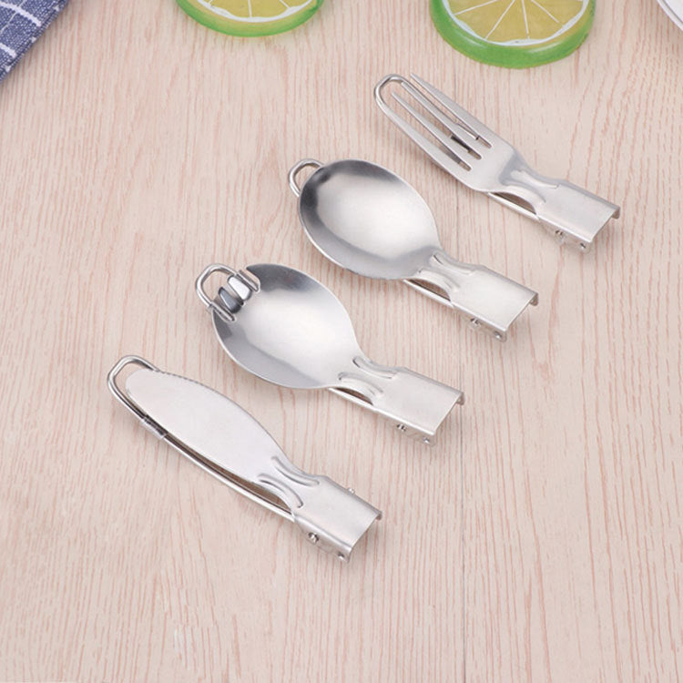 Folding Stainless Steel Camping Cutlery Set, 4 Piece