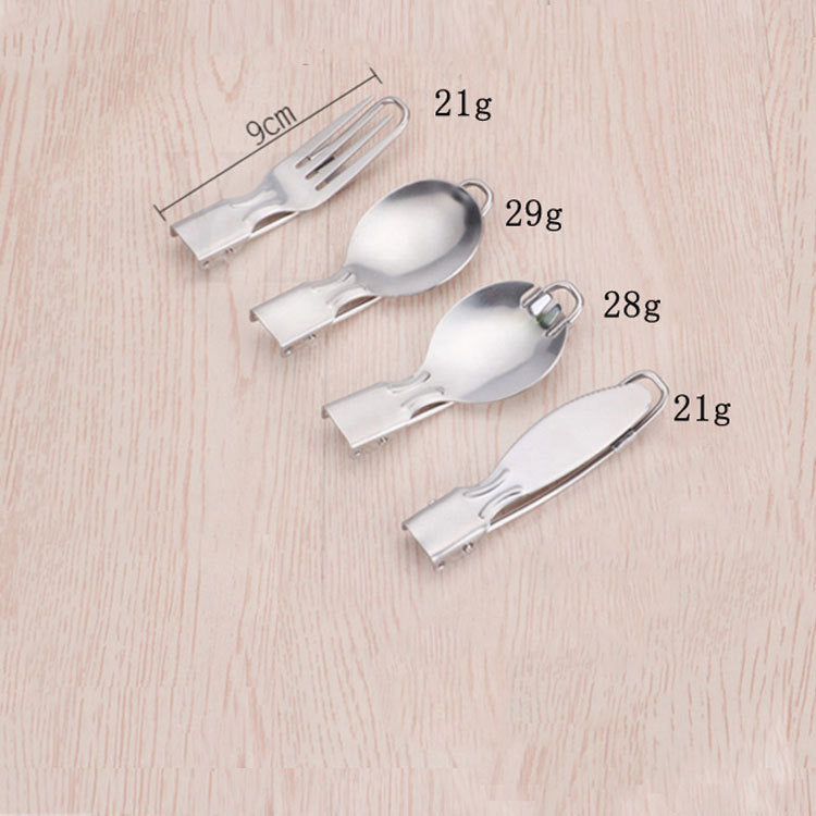 Folding Stainless Steel Camping Cutlery Set, 4 Piece