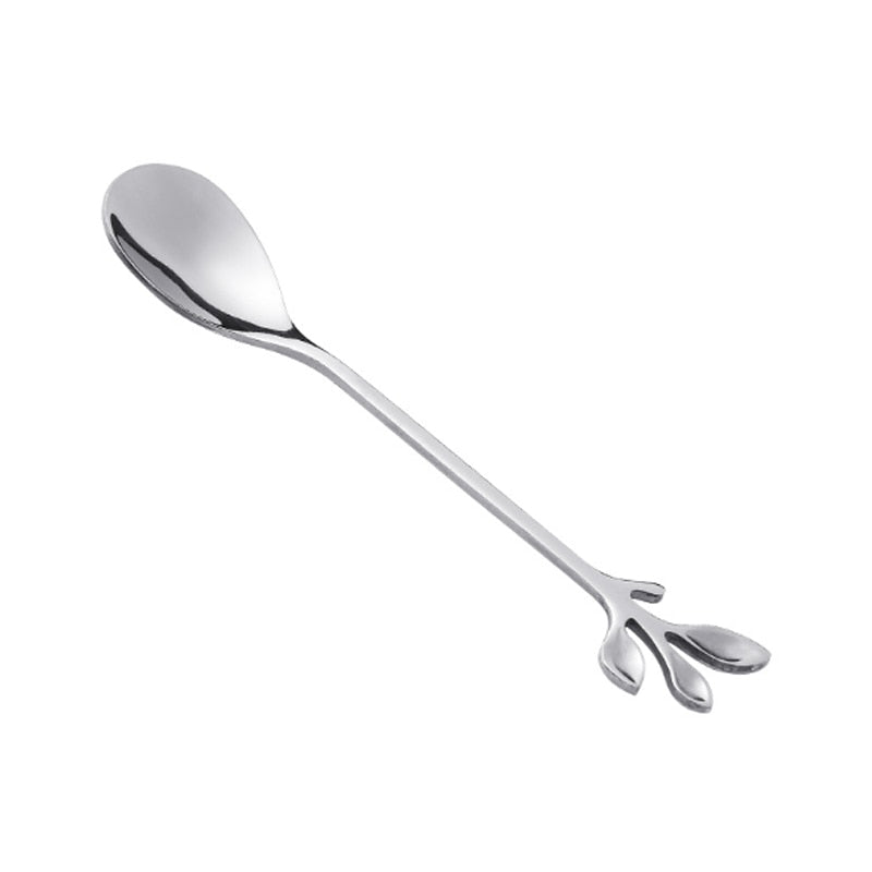 Leaf Branch Stainless Steel Dessert Spoon Fork Gift