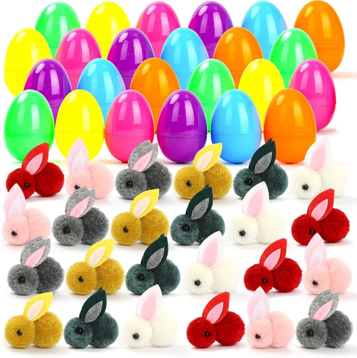 Easter Surprise Eggs with Cute Mini Bunny Toys, 24 Pack