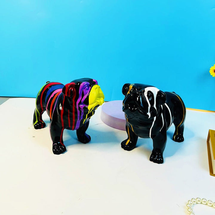 Bulldog Resin Sculpture for Colorful Modern Home Decor