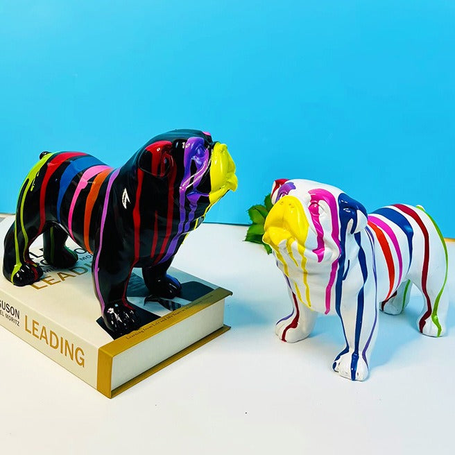 Bulldog Resin Sculpture for Colorful Modern Home Decor