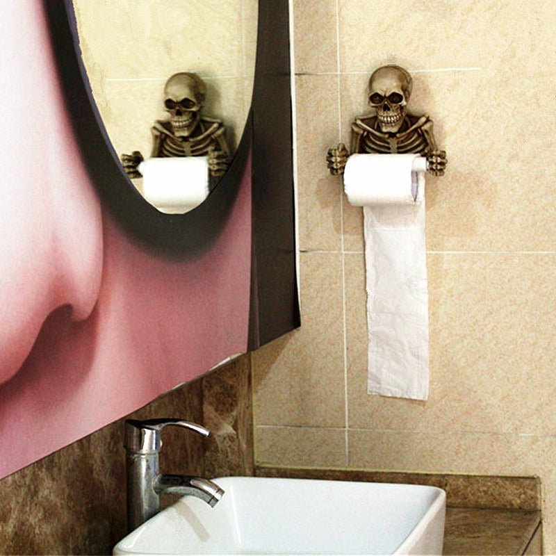 Skull Toilet Paper Holder | Gothic Bathroom Wall Decor